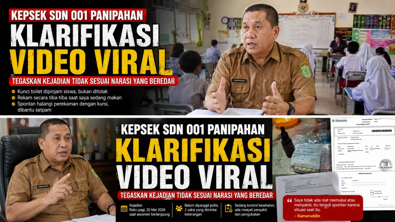 Kepsek SDN 001 Panipahan Kamaruddin Klarifikasi Video Viral, Tegaskan Kejadian Tidak Sesuai Narasi yang Beredar