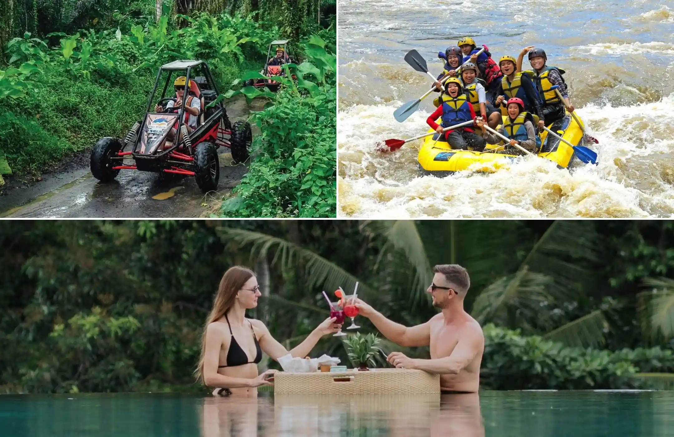 Bali Buggy Adventure, White Water Rafting & Tlaga Singha Infinity Pool Tour