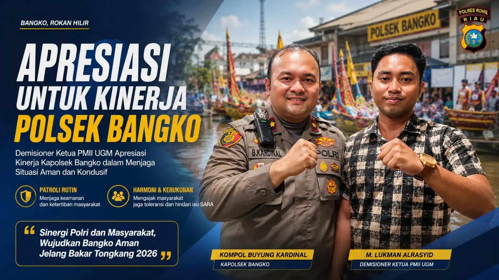 Demisioner PMII UGM: Polsek Bangko Menjadi Garda Terdepan Menjaga Keamanan dan Kerukunan Masyarakat