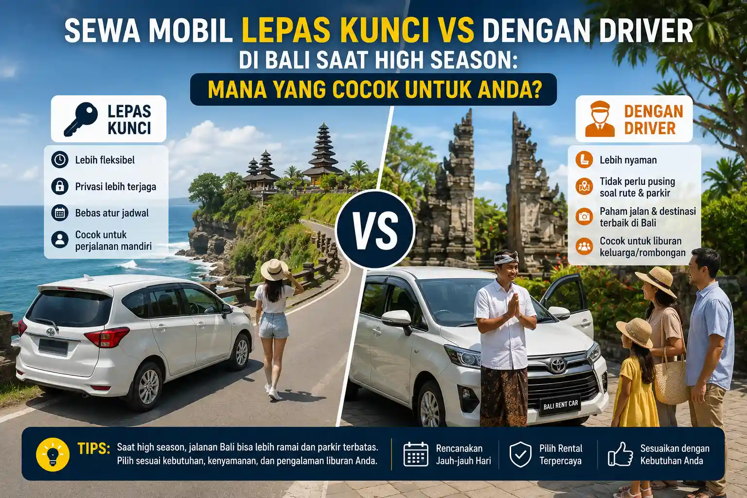Sewa Mobil Lepas Kunci vs Dengan Driver di Bali saat High Season: Mana yang Cocok untuk Anda?
