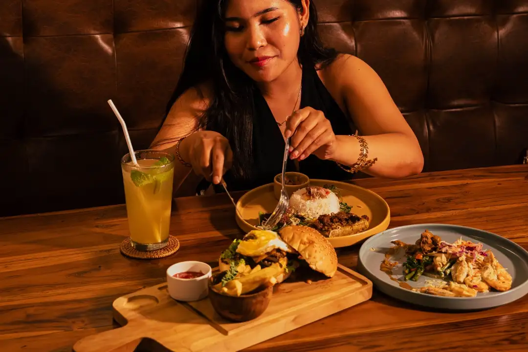 Mac Korean Burger with Pork Belly and Crispy Onion