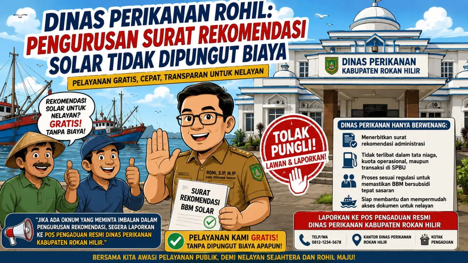 Dinas Perikanan Rohil: Pengurusan Surat Rekomendasi Solar Tidak Dipungut Biaya