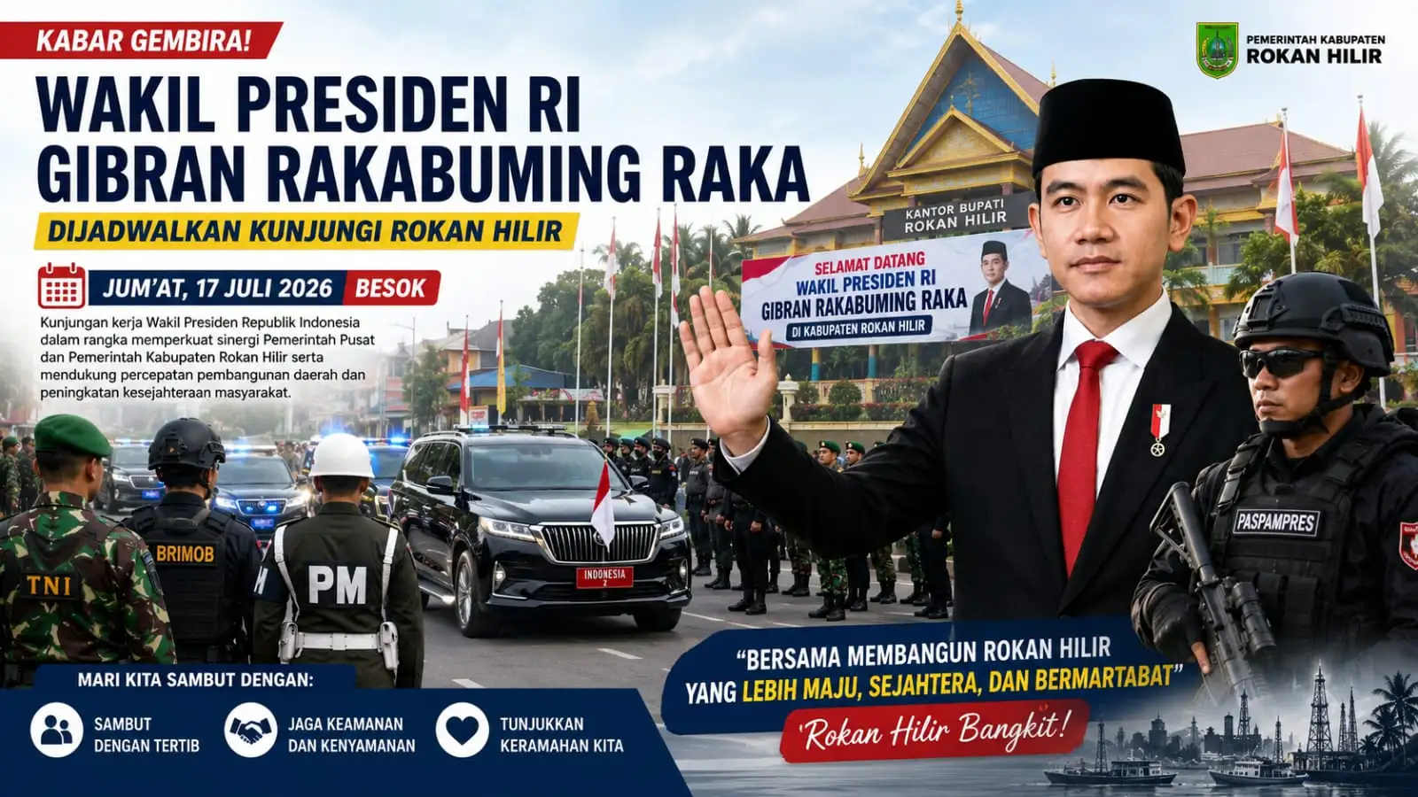 Wakil Presiden RI Gibran Rakabuming Raka Dijadwalkan Kunjungi Rokan Hilir Besok, Pengamanan Diperketat