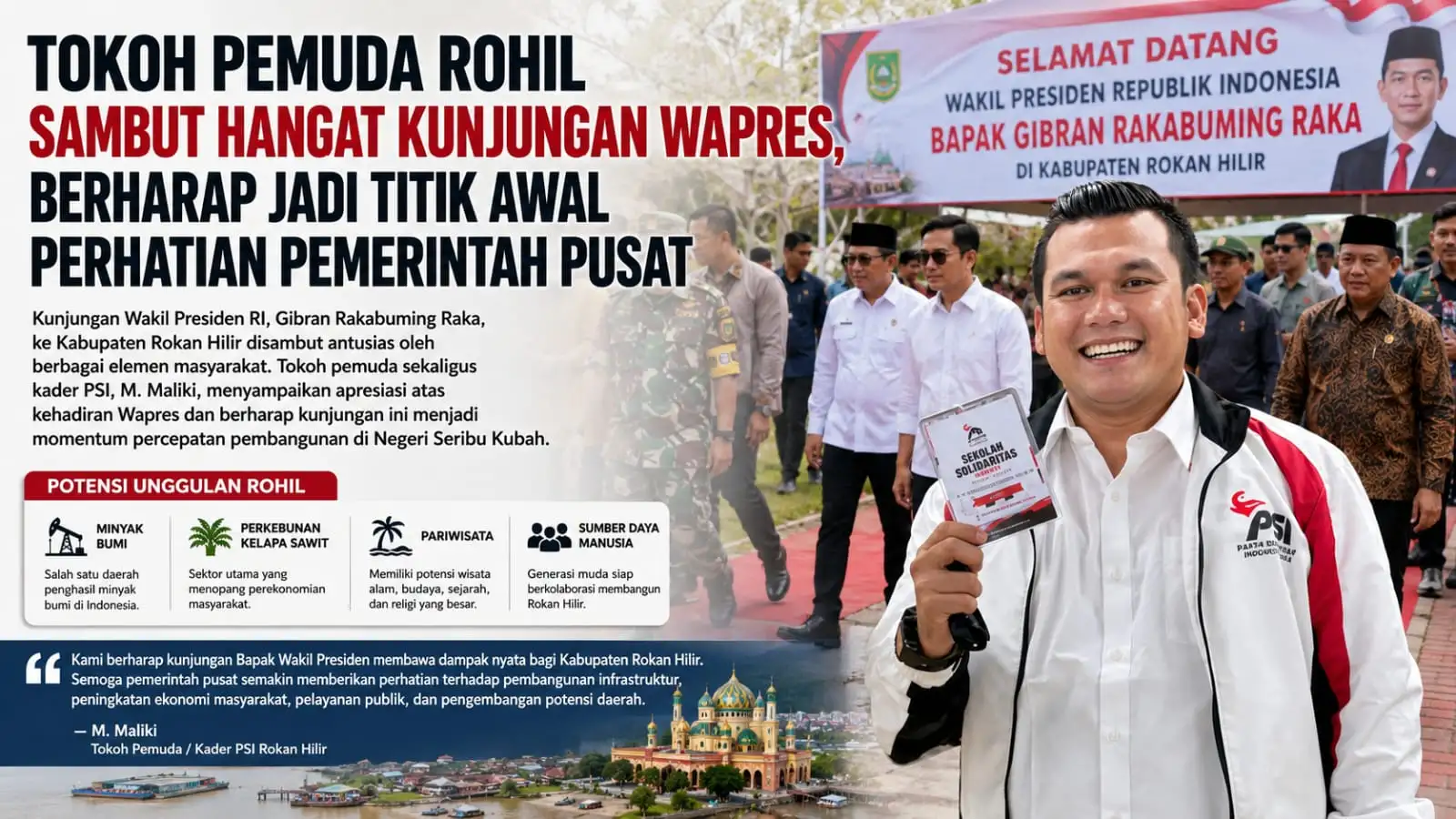 Tokoh Pemuda Rohil Sambut Hangat Kunjungan Wapres, Berharap Jadi Titik Awal Perhatian Pemerintah Pusat