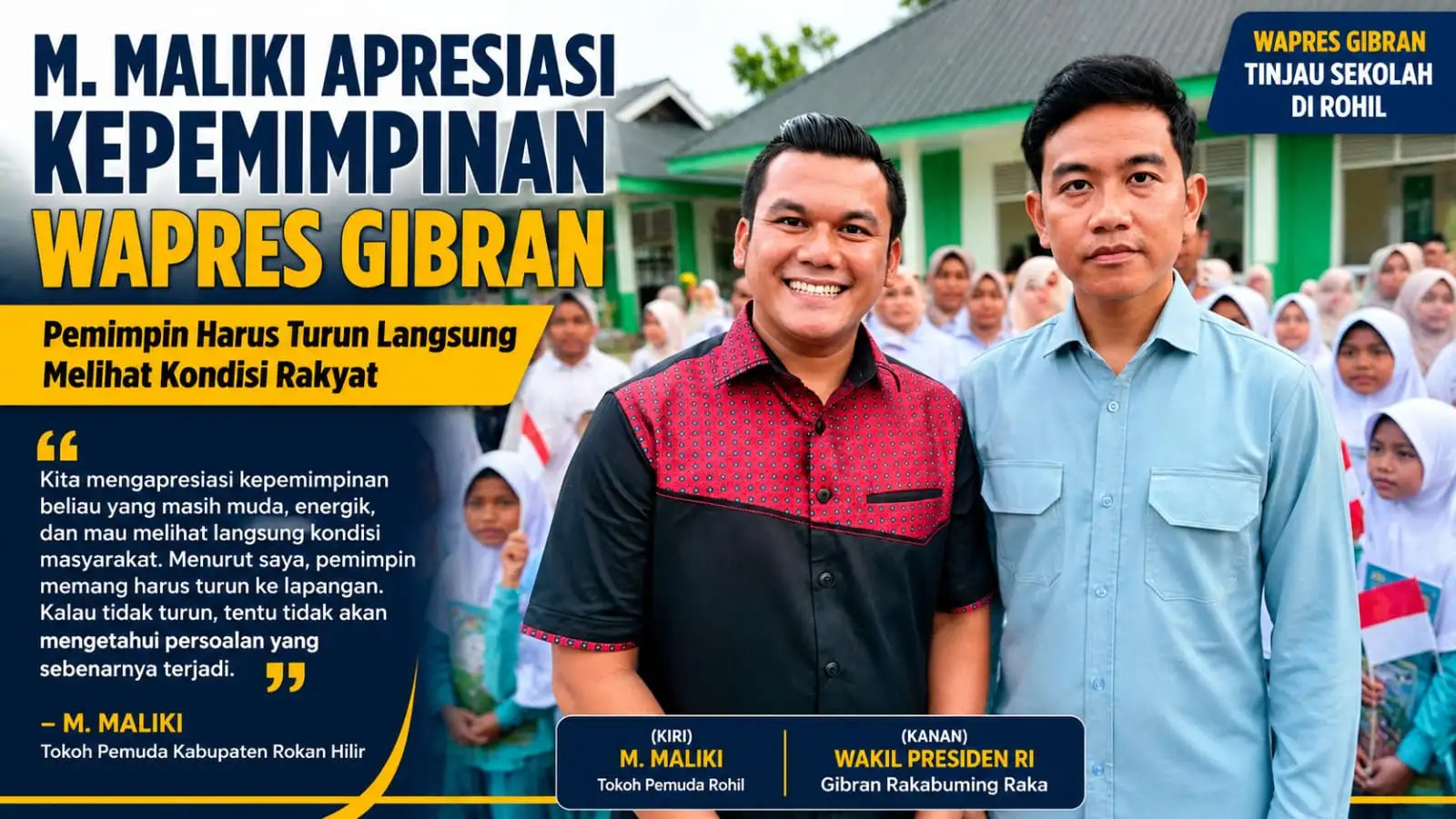 M. Maliki Apresiasi Kepemimpinan Wapres Gibran, Nilai Pemimpin Harus Turun Langsung Melihat Kondisi Rakyat