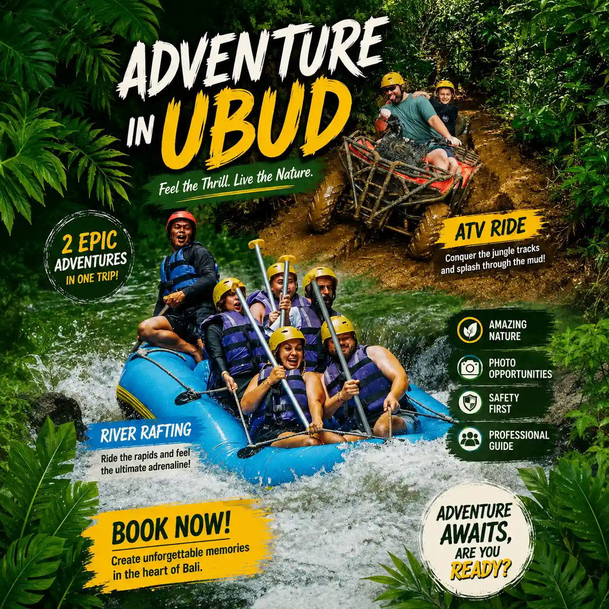 ATV Quad Bike & Ayung River White Water Rafting Adventure