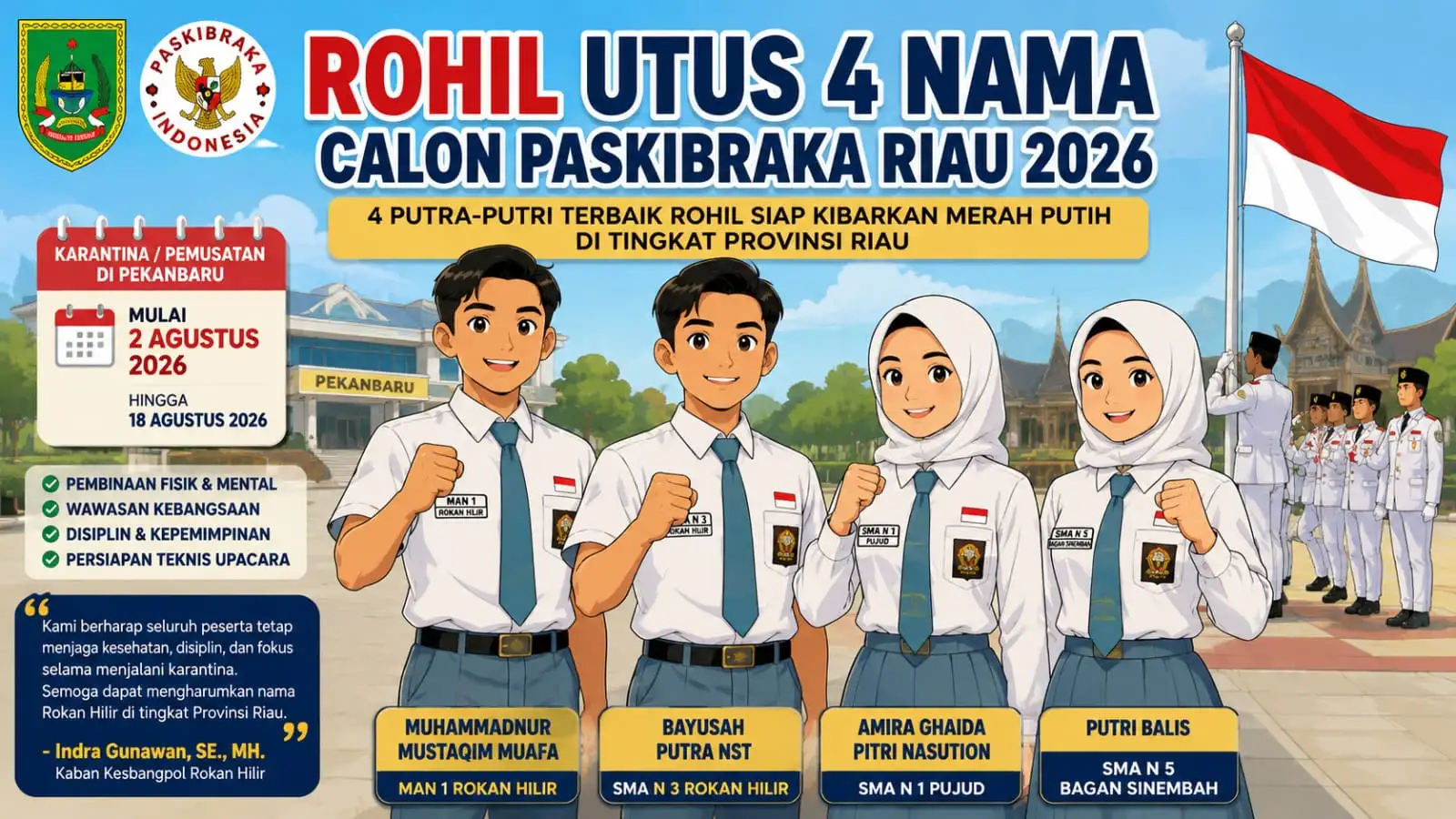 Rohil Utus 4 Nama Calon Paskibraka Riau 2026